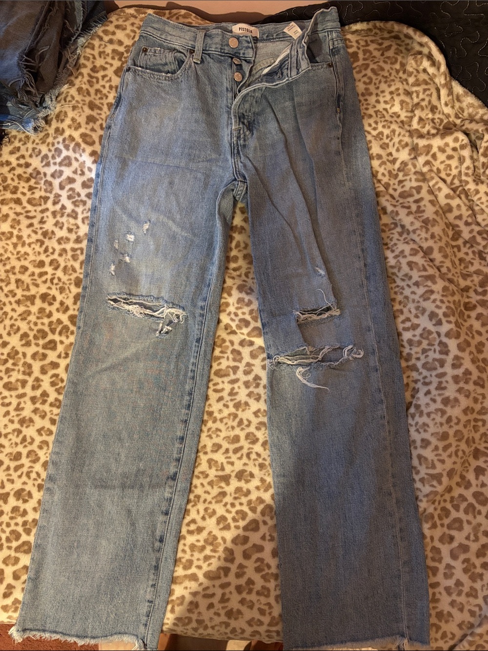 pistola Light Blue Distressed Straight-Leg Jeans - Picture 1 of 1